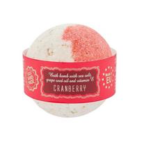 Vonios bombos "Cranberry" su jūros druska ir vynuogių sėklų aliejumi, Saules Fabrika, 145g