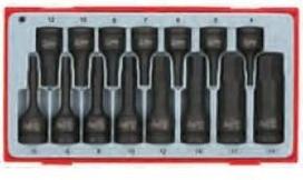 Teng Tools smūginės šešiakampės galvutės 1/2" ir 3/8" 15 vnt.