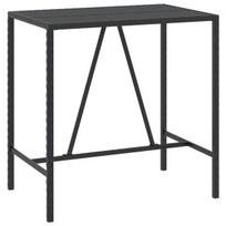 vidaXL Stalas su stikliniu stalviršiu, juodas, 110x70x110cm, ratanas