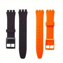 Silikoniniai dirželiai Swatch laikrodžiams,  Juoda+oranžinė