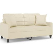 Dvivietė sofa，Poilsio sofa su pagalvėlėmis, kreminė, 140cm, dirbtinė oda CFE85753