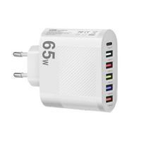 Greitas įkroviklis Lyk-881 su 6 USB prievadais, 65W.