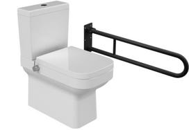 Kompaktiškas CeraStyle Noura unitazas su bidė funkcija, karšto/šalto vandens maišytuvu, 34,5x62x76,5 cm, vertikalus/horizontalus nuleidimas, baltas + minkštai uždaromas sėdynės dangtis + sulankstomas turėklas, 600 mm, matinis juodas