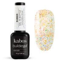 Kabos Builder Rubber Gel Golden Diva, 12g – konstrukcinis kaučiukinis gelis buteliuke, auksinis spindesys