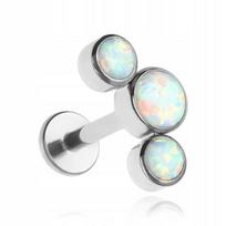 Titano labret auskaras su šviesiais opalo akmenukais 1,2/6 mm
