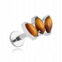 Titano labret auskaras su tigro akimi, 1.2/6 mm