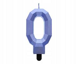 Dekoratyvinė žvakutė "0" deimanto formos, tamsiai mėlyna, 7.6 cm