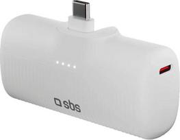 Atsarginis maitinimo šaltinis ("Power Bank") Išorinė baterija balta su USB-C jungtimi 5000 mAh 10W SBS