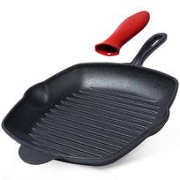 Ketaus keptuvė griliui 28 cm su silikonine rankena