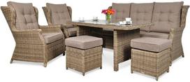 Lauko baldų komplektas TRIVENTO DINING 3 + su pufais, Brown