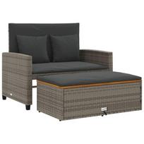 Dvivietė sodo sofa，Lauko sofa su pagalvėlėmis, pilkas, poliratanas/akacija CFE79987