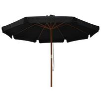 Lauko skėtis nuo saulės su mediniu stulpu, juodas, 330cm CFE2686151