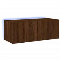 Sieninė Televizoriaus spintelė，TV spintelė，TV staliukas su LED lemputėmis, ruda ąžuolo, 80x35x31cm CFE624923