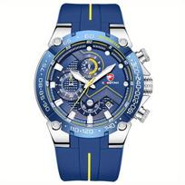 Sportinio stiliaus vyriškas laikrodis su chronografu CHEETAH Blue Racer
