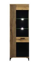Pastatoma vitrina Liveo ARIS AS8, dešininė, su led apšvietimu, ruda/juoda
