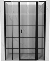 Mexen Mist L atveriamos dešinės dušo durys 140 cm, juoda grotelės, juodos - 8A4L-140-001-70-77-P, 140x200 cm