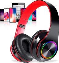 Sulankstomos „Bluetooth“ belaidės ausinės su LED apšvietimu, „Hi-Fi“ stereofoniniu ir triukšmą slopinančiu mikrofonu, black red edition