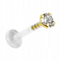 18k Aukso Labret Auskaras su Baltu Cirkoniu
