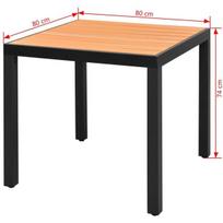 vidaXL Sodo stalas, rudas, 80x80x74cm, aliuminis ir WPC, Ruda