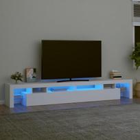 Televizoriaus spintelė su led apšvietimu, balta, 260 x 36,5 x 40 cm