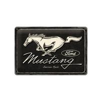 Metalinė plokštė 20 x 30 cm / Ford Mustang - Horse logotipas, juoda