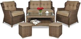 Lauko baldų komplektas TRIVENTO 2 + su pufais, Brown