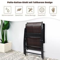 Costway sodo kėdė polirotango sulankstoma kėdė su 5 kryptimis reguliuojamu atlošu 69 x 58 x 85 - 112 cm