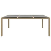 Sodo stalas，Lauko stalas, smėlio, 200x150x75cm, stiklas/poliratanas CFE140013