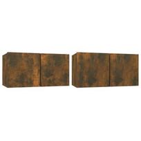 Pakabinamos Televizoriaus spintelė，TV spintelė，TV staliukass, 2vnt., ąžuolo, 60x30x30cm CFE813164