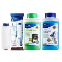 „Aqualogis“ serviso rinkinys „Delonghi“ kavos aparatams su AL-S002 filtru, universaliu nukalkintoju 250 ml ir „Latteo“ pieno cirkuliacijos skysčiu 250 ml