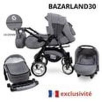 BAZARLAND30. aukštos klasės 3 in 1 Urbano vežimėlis su automobiliu įtraukta! pilkas