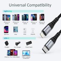 Choetech IP0039 1,2 m ilgio USB-C / Lightning MFi kabelis - juodas