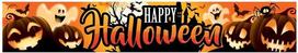Happy Halloween medžiaginis baneris su moliūgais ir vaiduokliais, 290x50cm