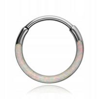 Titaninis Clicker Auskaras su Opalo Akute - Sidabrinis 0.8/8mm