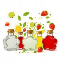5x Stiklinės buteliukai Daisy 150ml, gėlės formos, dovanoms