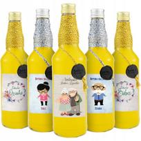 Dekoratyvinė stiklinė butelis 0,5l su kamšteliu ir etiketėmis