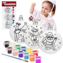 Kalėdinis plastikinis baubas 8 cm rinkinys iš 3 vnt. (Kalėdų Senelis, elnias su eglute, šiaurės elnias) + dažai 12x3 ml artmaker