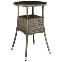 Sodo stalas，Lauko stalas, pilkas, 60x75cm, grūdintas stiklas/poliratanas CFE388504