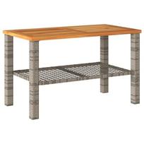 Sodo stalas，Lauko stalas, pilkas, 70x38x42cm, poliratanas/akacijos mediena CFE678392