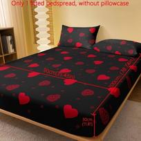 Medvilninė paklodė su širdžių raštu, DF Fitted Sheet-true Love Black