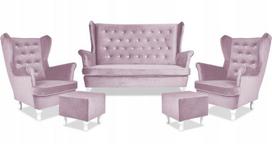 Poilsio baldų komplektas uszak Diana sofa foteliai pufai Šeimos baldų komplektas