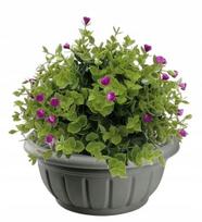 Gėlių vazono korpusas 26 cm apvalus dubuo grafitinis dekoratyvinis, 26 cm