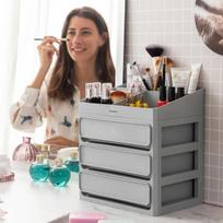 Makiažo organizatorius - Makeser - InnovaGoods - Pilkas - 3 stalčiai - Nuimamas padėklas