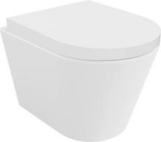 Mexen Rico WC tualetas Rimless Tornado su lėtai nusileidžiančiu, kietu, duroplasto, blizgiu baltu dangčiu - 30720200T, 49x36x37 cm