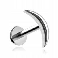Titano labret auskaras, mėnulis, sidabrinis, helix, lobe, conch, 1,2/8
