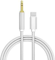 Automobilinis aux kabelis, USB-C - 3,5 mm, 1 metras, sidabrinis