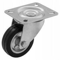 Pasukamas pramoninis ratukas 80 mm plienas-guma, 50 kg, plokštė, 80 mm