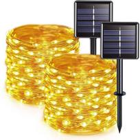2 x 15 m saulės energija varomos varinės vielos girliandos, 150 LED, IP65