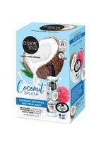 Kūno priežiūros rinkinys Organic Shop Coconut Splash: dušo želė, 250 ml + kempinė, 1 vnt. + kūno šveitiklis, 100 ml