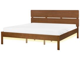 Lova dvigulė Beliani Boisset LED, 180 x 200 cm, medžio sp., be čiužinio, su grotelėmis